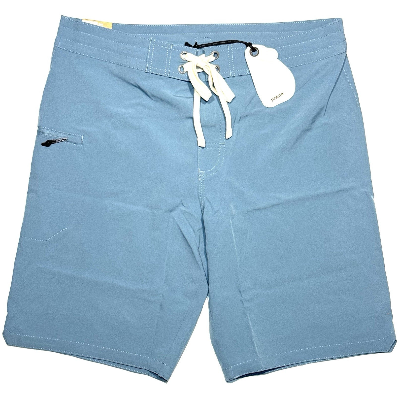 PRANA Mens 9in Fenton Board Shorts Swim Trunks High Tide Blue (MSRP $65)
