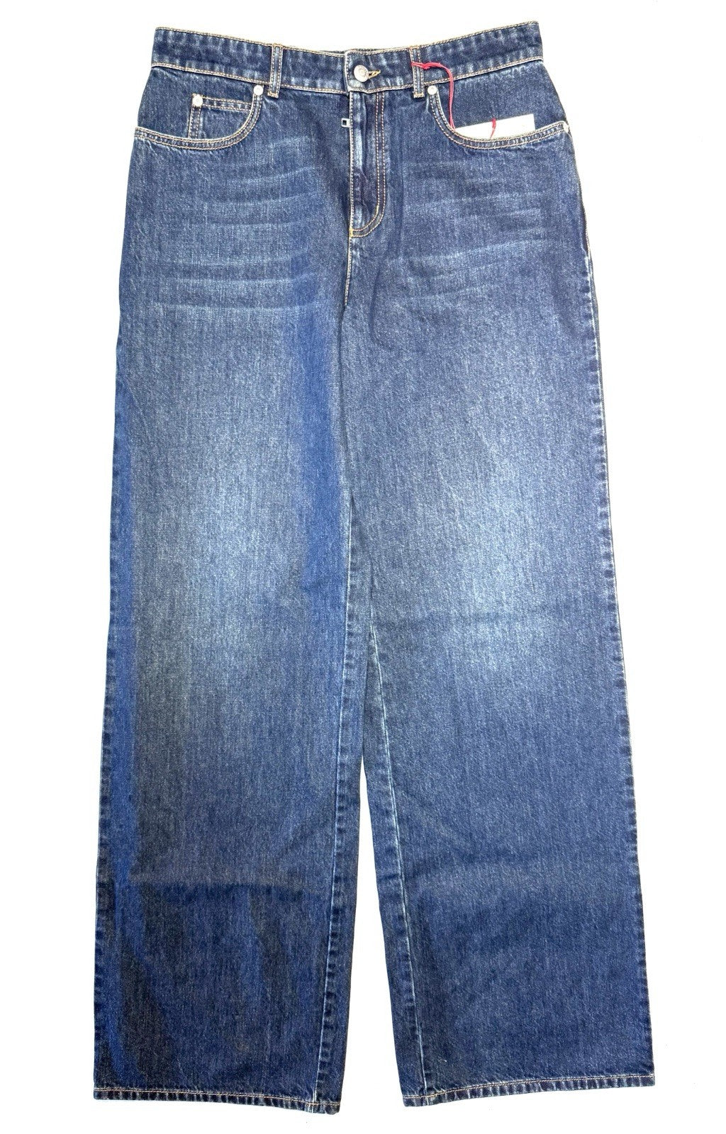 ALEXANDER MCQUEEN Womens Wide Leg Stonewash Denim Jeans Indigo Blue (MSRP $1190)