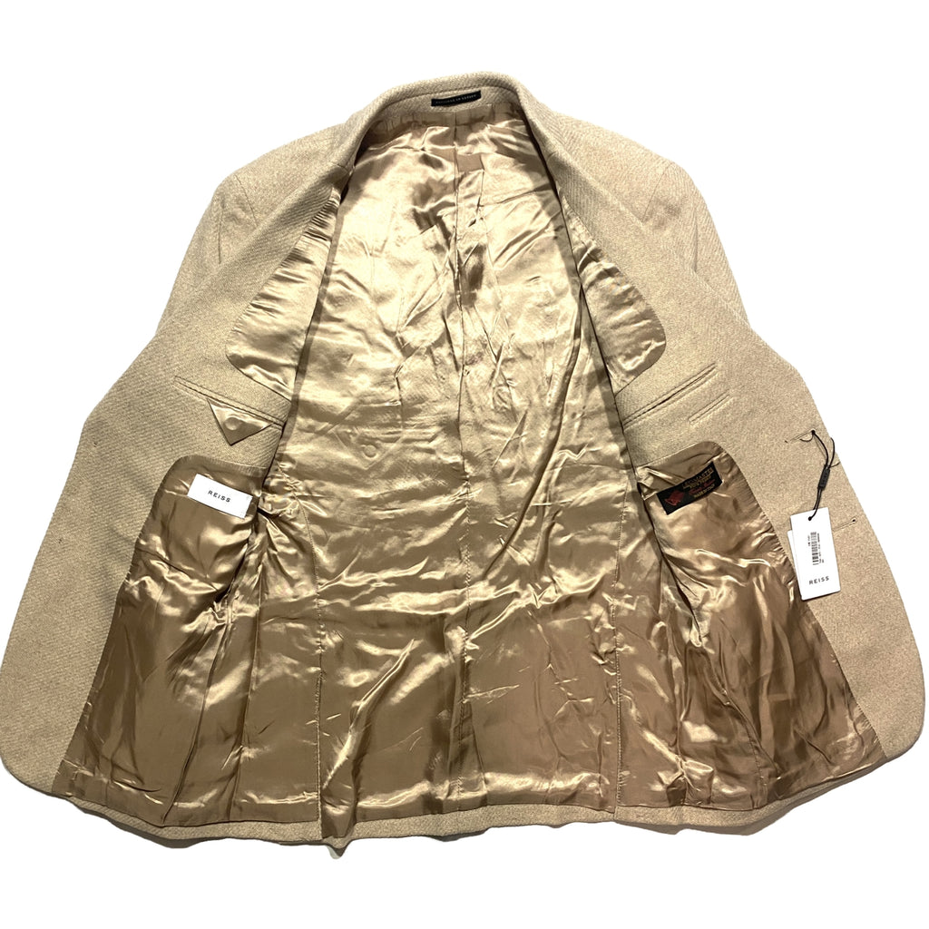 REISS Mens Deal Stand Alone Italian Wool Blazer Sport Coat Beige (MSRP $540)