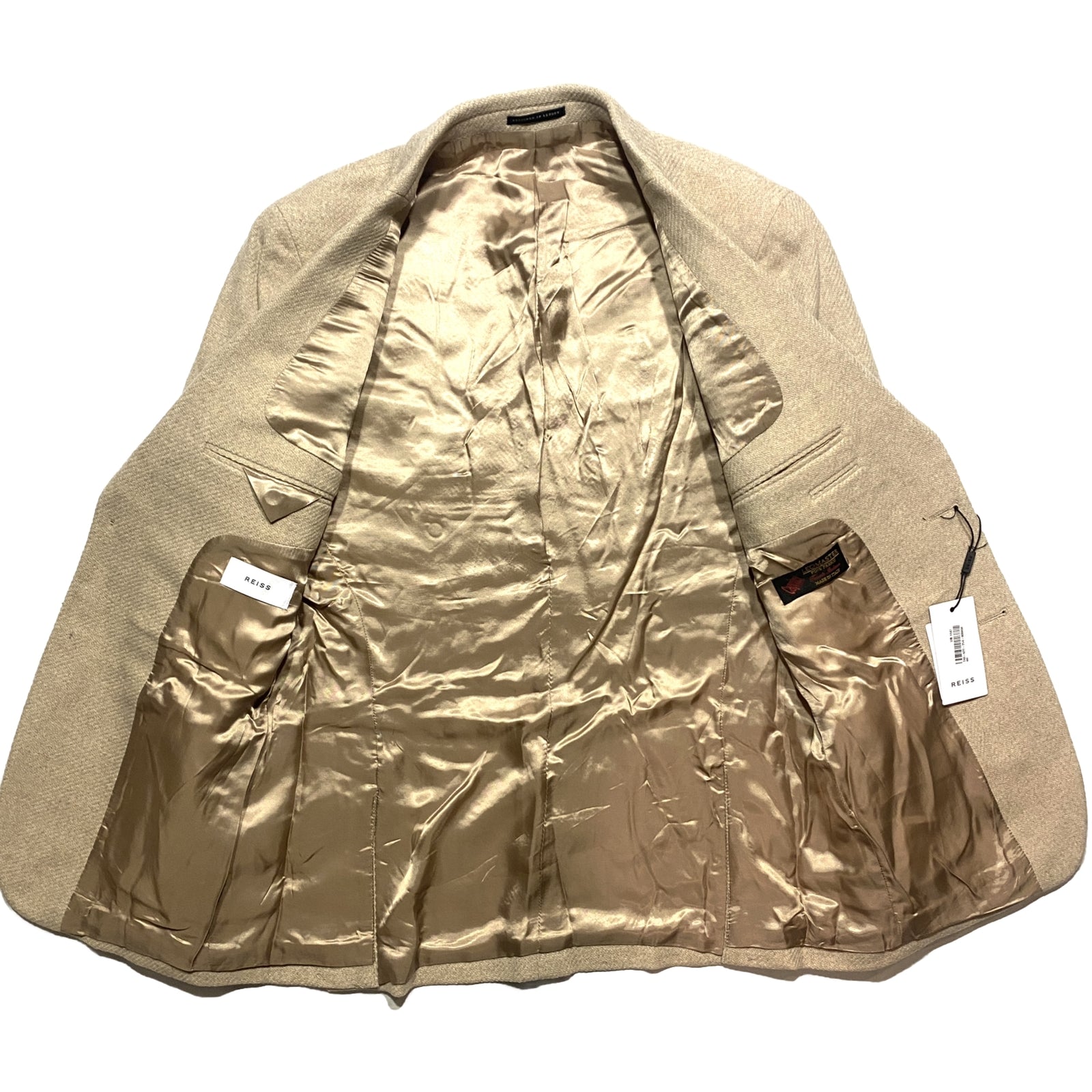 REISS Mens Deal Stand Alone Italian Wool Blazer Sport Coat Beige (MSRP $540)