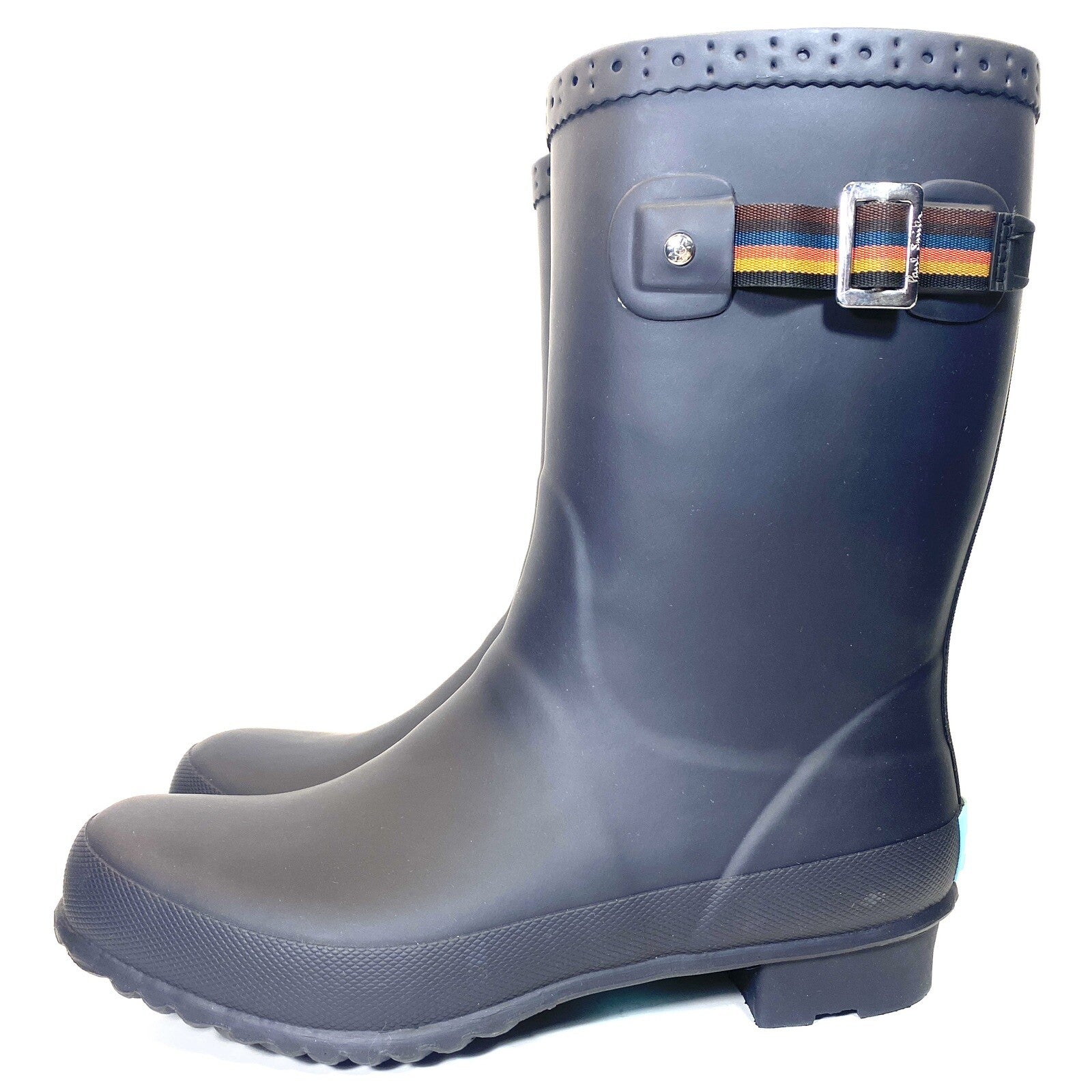 PAUL SMITH Mens Krupa Wellington Mid Calf Rubber Rain Boots Navy Blue 41