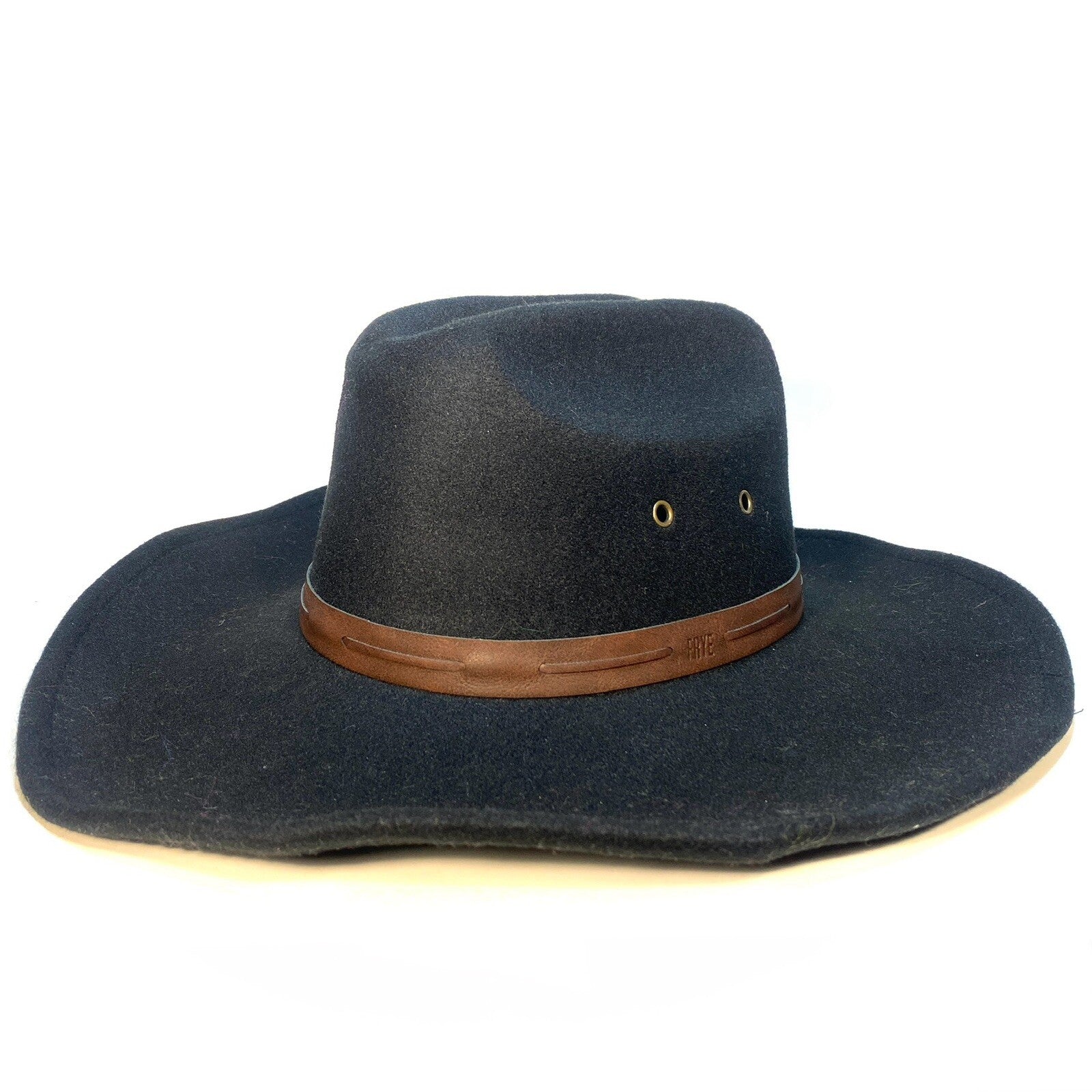 FRYE Mens Felt Leather Trim Western Cowboy Hat Black One Size (MSRP $68)