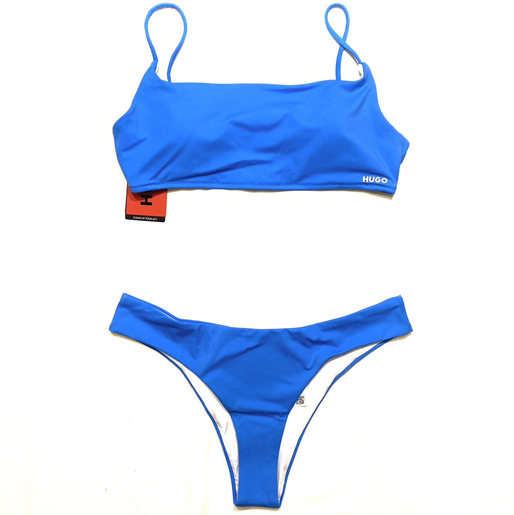 HUGO BOSS Womens Pure Logo Bralette Bikini Top and Bottom Set Blue