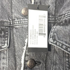 R13 Womens Lyle Denim Sherpa Long Trucker Parka Coat Stone Black L (MSRP $845)