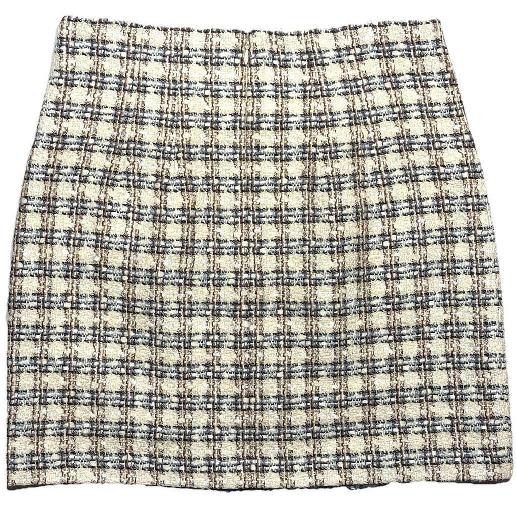 VERONICA BEARD Womens Roman Check Tweed Mini Skirt Ivory White 4 (MSRP $378)