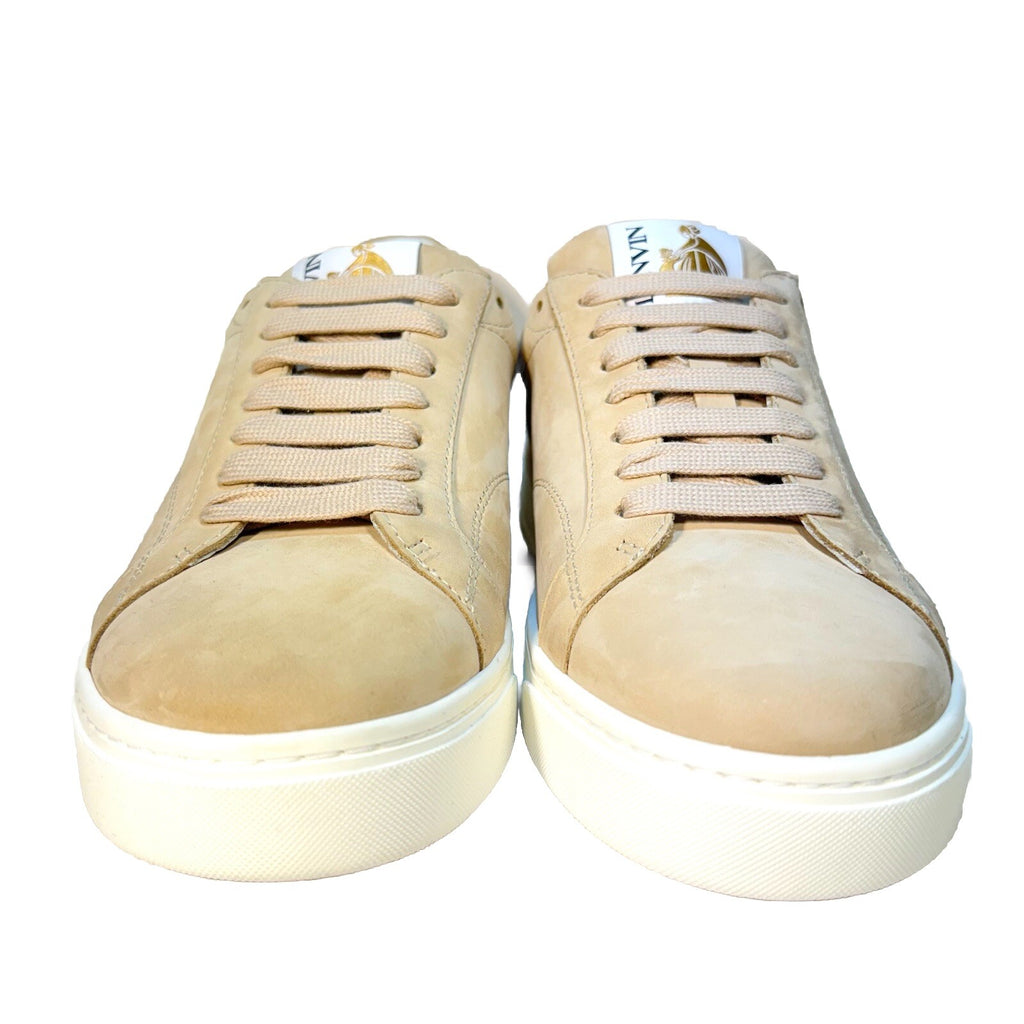 LANVIN Mens DDB0 Nubuck Suede Leather Low Top Sneakers Sand Beige (MSRP $550)