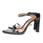 MISSONI Womens Crocodile Embossed Leather Heel Sandals Brown (MSRP $810)