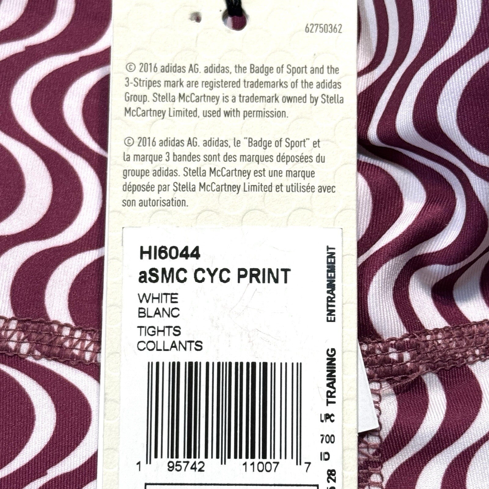 ADIDAS STELLA MCCARTNEY Wave Print Striped Cycle Bike Shorts Purple (MSRP $110)