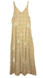 R13 Womens Grunge Overdyed Plaid Slip Dress Khaki Beige Tan (MSRP $595)