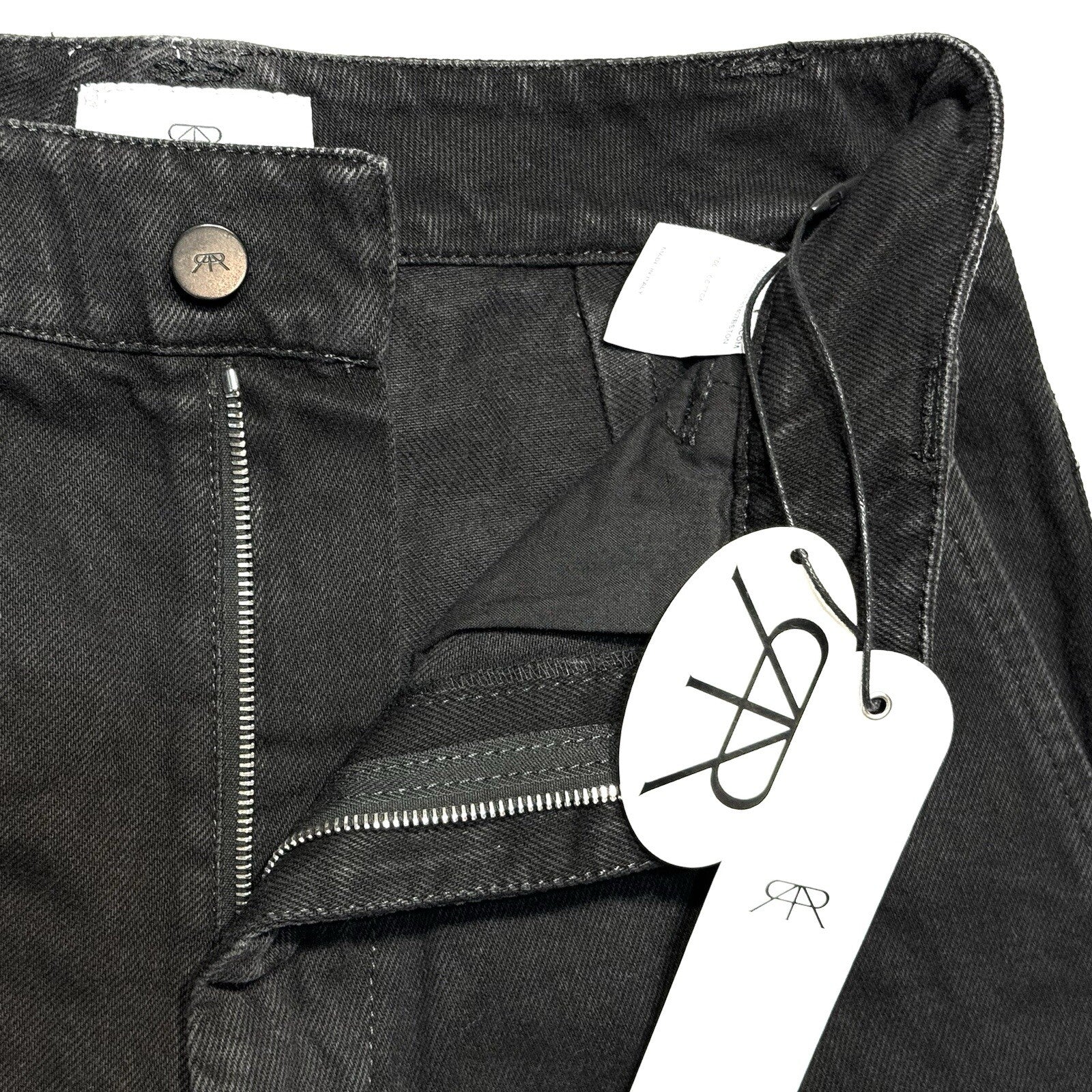 RtA Mens Wide Leg Cargo High Rise Denim Jeans Black Stone (MSRP $495)