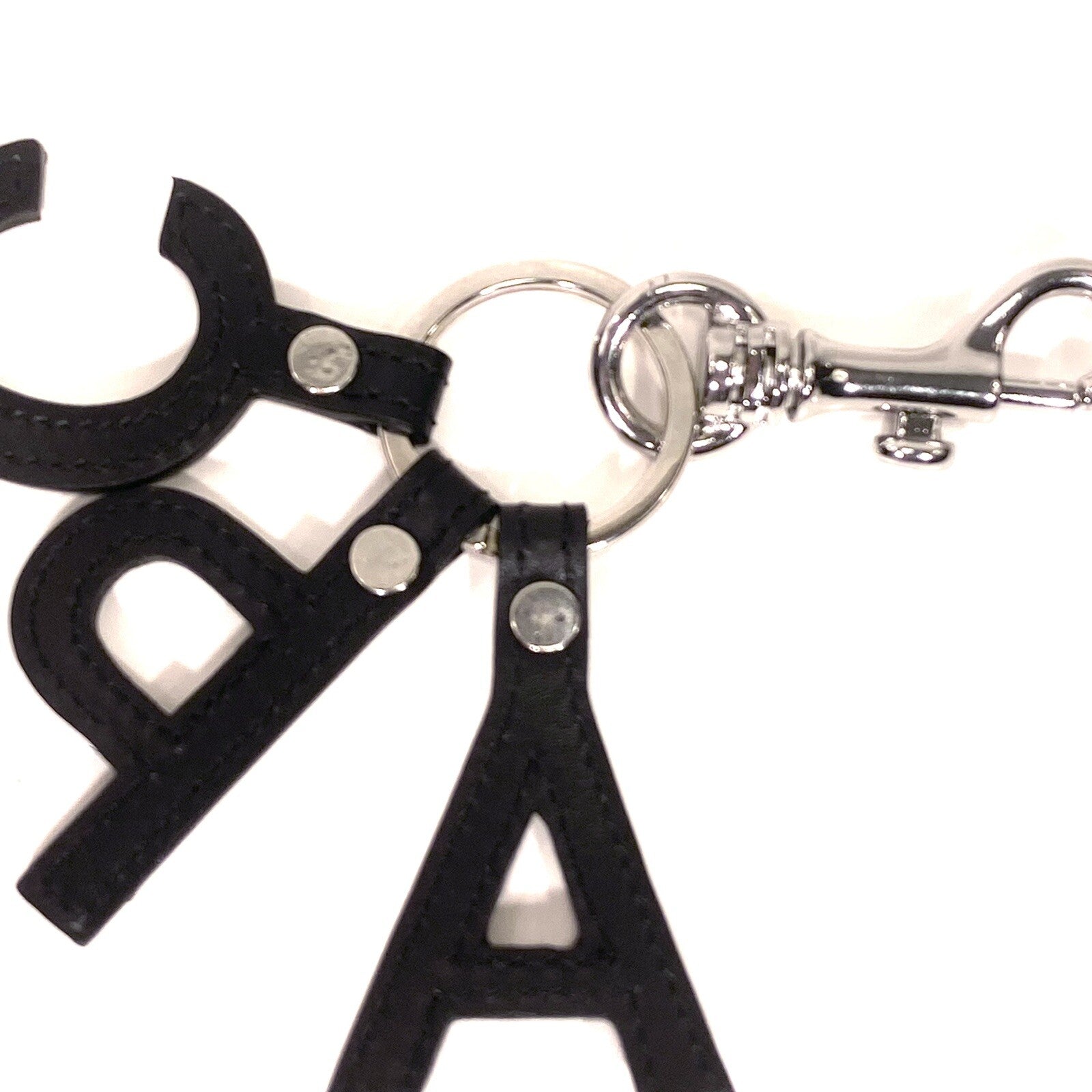A.P.C. Leather Logo Keychain Fob Charm Navy Blue