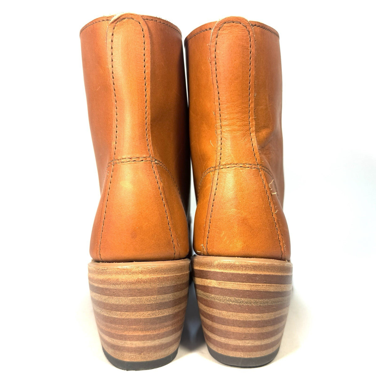 RED WING Womens Clara Block Heel Lace Up Boots Oro Legacy Brown (MSRP $360)