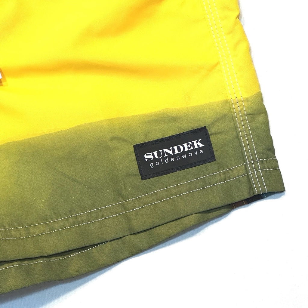 SUNDEK Mens 5in Tie Dye Board Shorts Swim Trunks Carioca Yellow (MSRP $159)