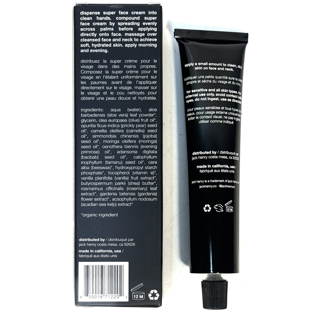 JACK HENRY Super Face Cream Moisturizer Tube 2 fl oz (MSRP $48)