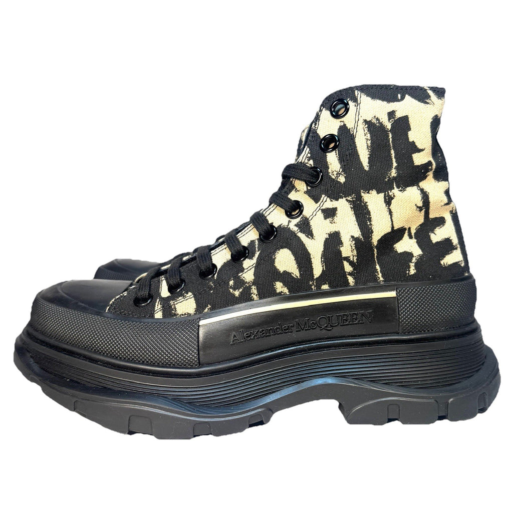 ALEXANDER MCQUEEN Mens Tread Slick Logo Hightop Sneaker Boots Black (MSRP $890)