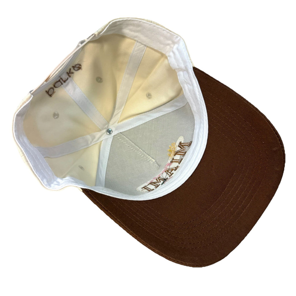 PARKE Womens Miami Logo Embroidered Snapback Trucker Hat Beige