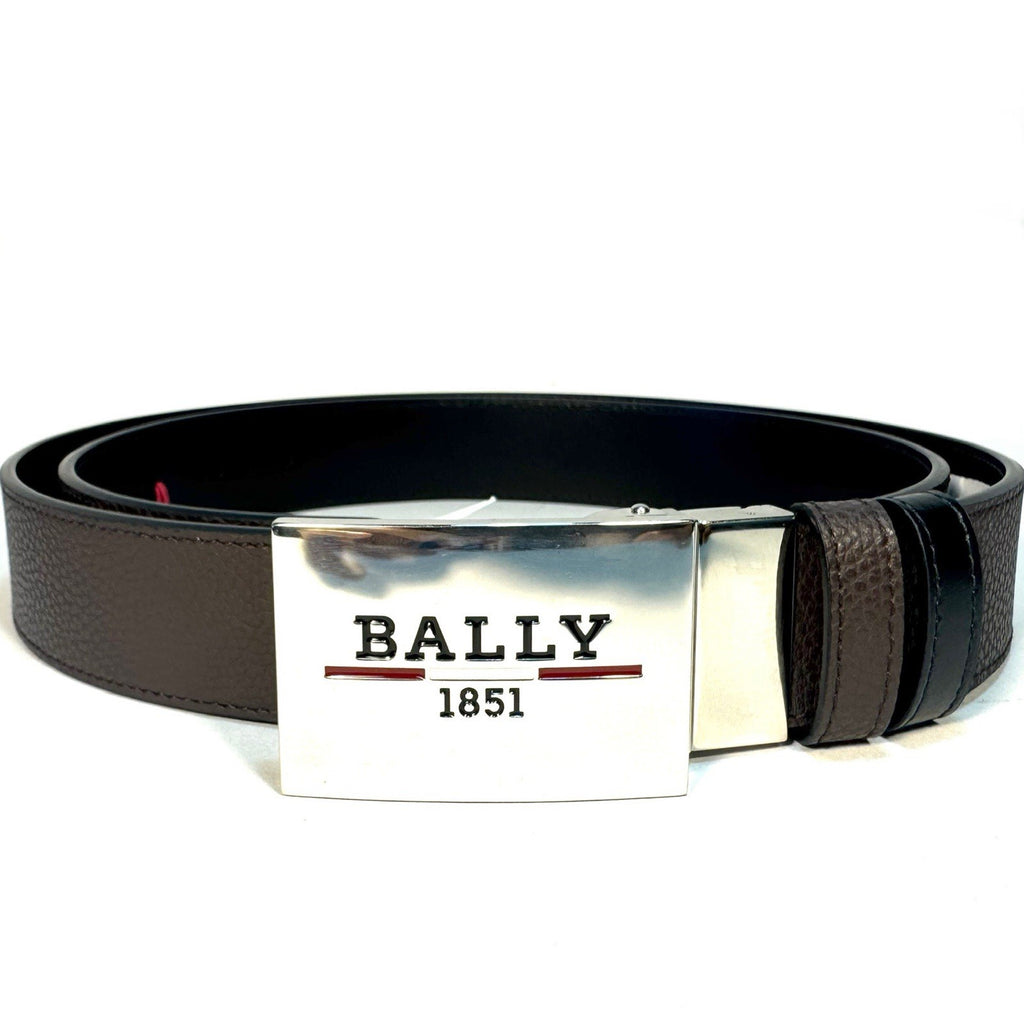 BALLY Mens Garet Logo Buckle Reversible Leather Belt Brown Black 110 (MSRP $280)