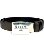 BALLY Mens Garet Logo Buckle Reversible Leather Belt Brown Black 110 (MSRP $280)