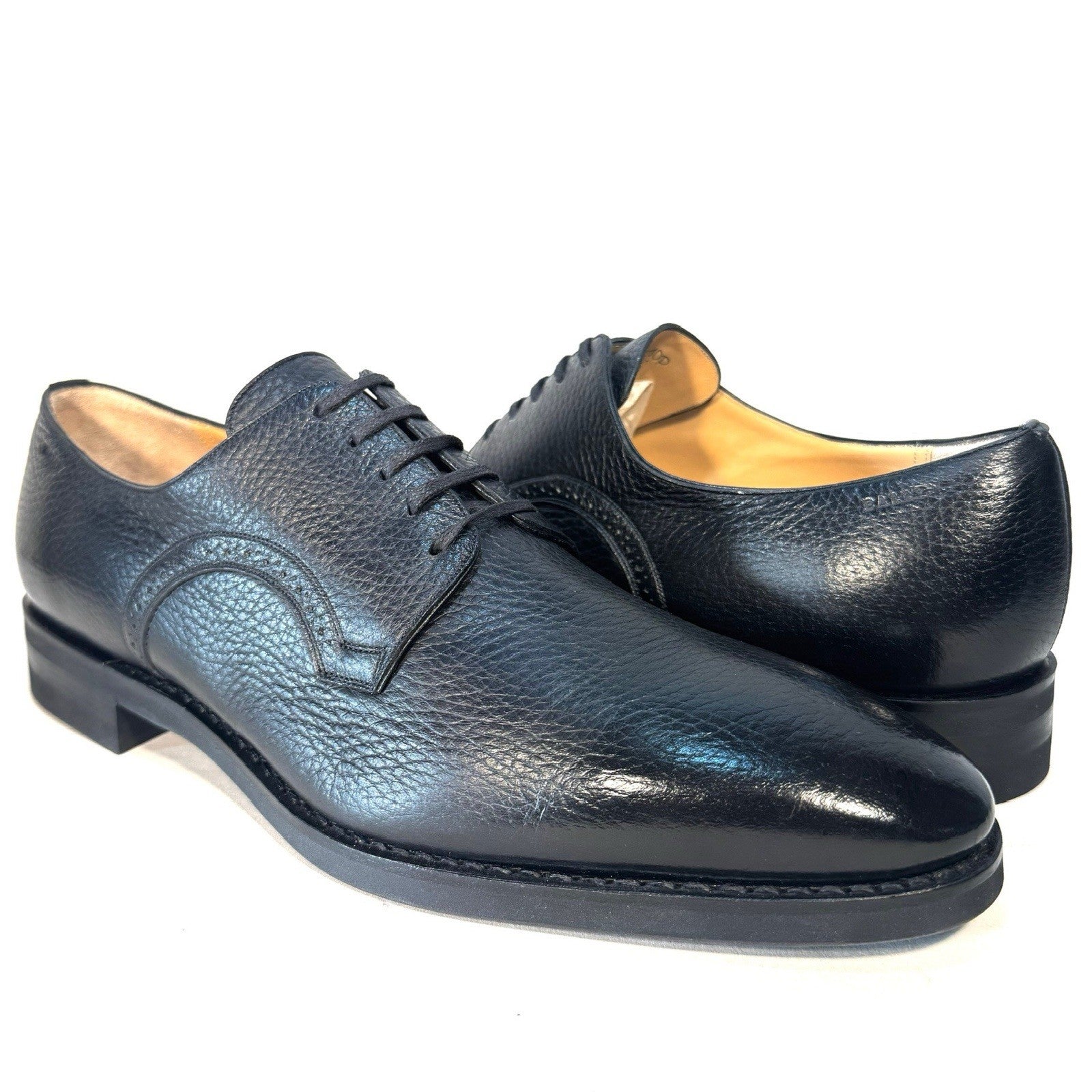 BALLY Scribe Mens Scrivani Deerskin Leather Derby Shoes Black 10 (MSRP $1,260)