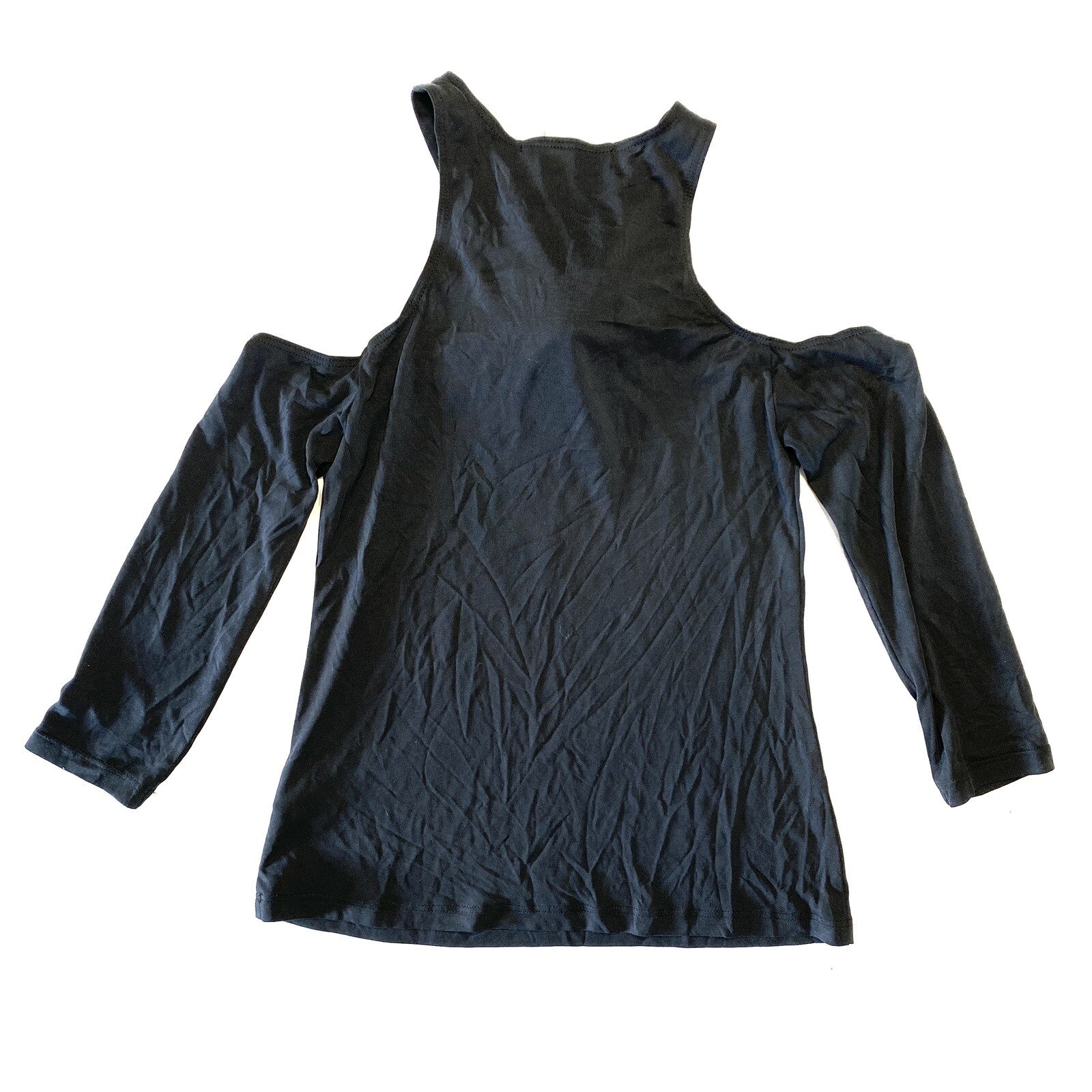 AVEC LES FILLES Womens Tie Strap Sleeve Jersey Top Black XS