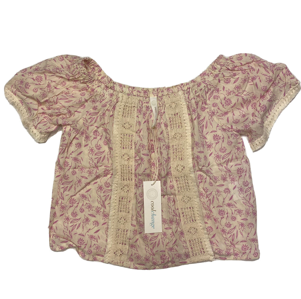 COOL CHANGE Womens Floral Paisley Off Shoulder Rayon Cropped Top Purple S