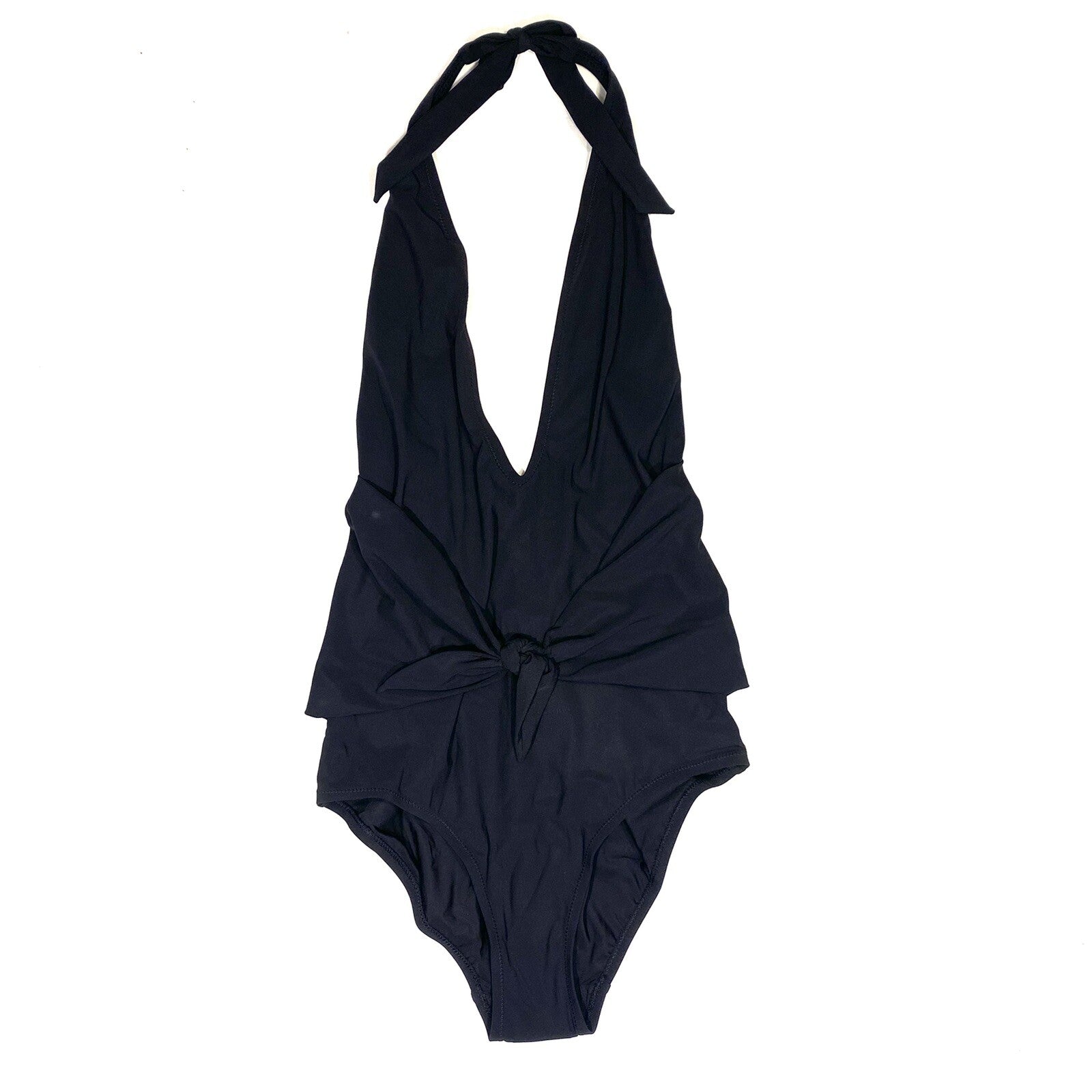 TORY BURCH Solid Tie One Piece Swimsuit Black S (MSRP $198)