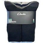 CLARKS Mens Half Cushion Crew Socks Black Charcoal Navy 6 Pairs (MSRP $25)