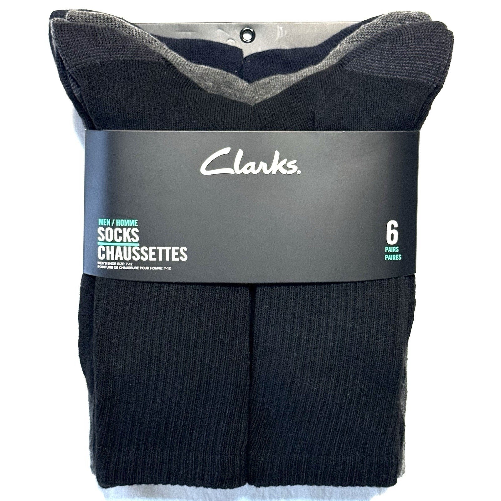 CLARKS Mens Half Cushion Crew Socks Black Charcoal Navy 6 Pairs (MSRP $25)