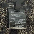 BCBG MAX AZRIA Womens Leather Fringe Trim Poncho Black Taupe (MSRP $248)