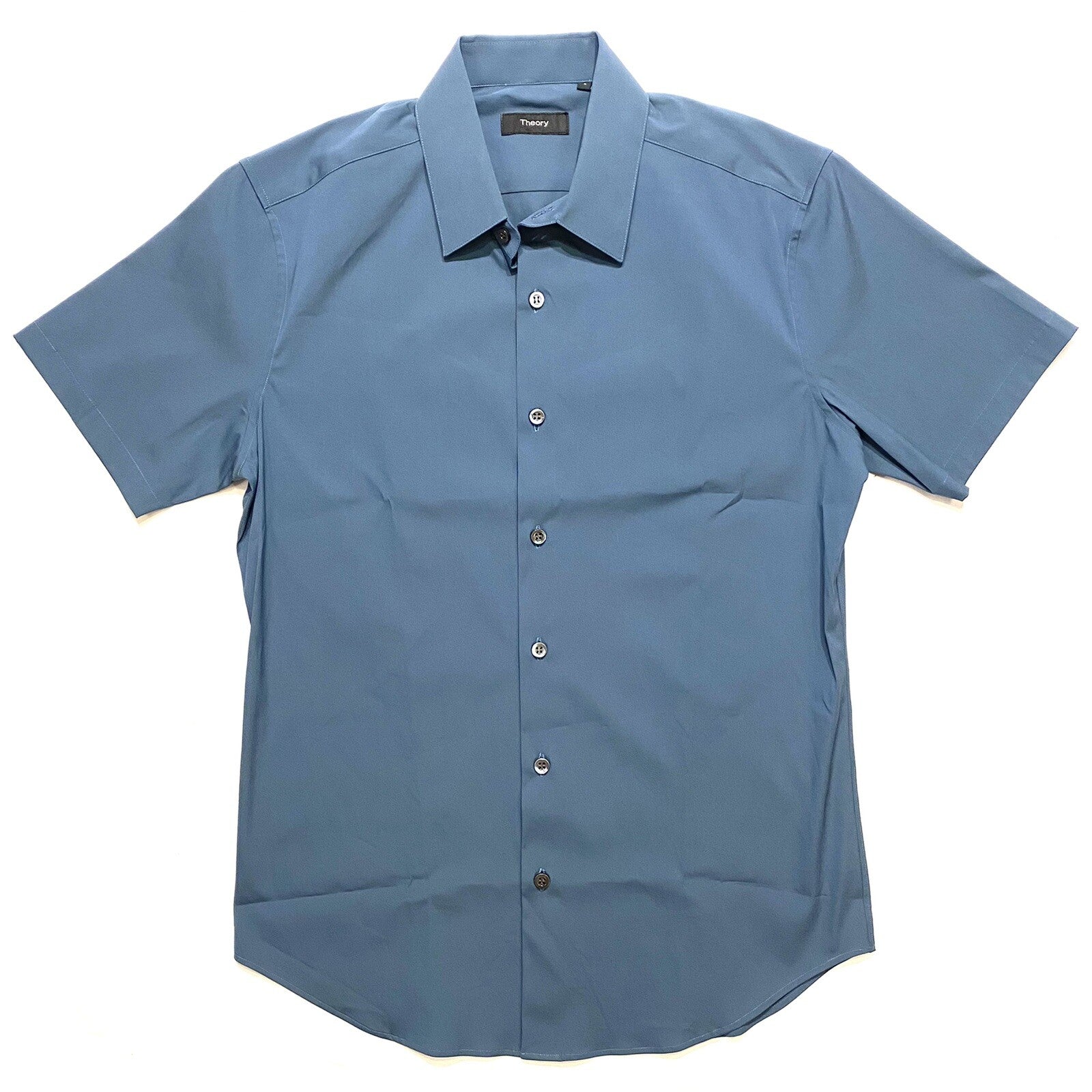 THEORY Mens Short Sleeve Button Down Shirt Cobalt Blue