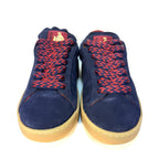 LANVIN Mens Lite Curb Suede Leather Low Top Sneakers Navy Blue (MSRP $590)