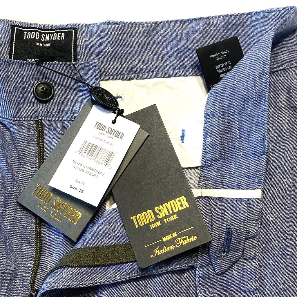 TODD SNYDER Mens Linen Chambray Slub Club Shorts Light Blue 28 (MSRP $178)