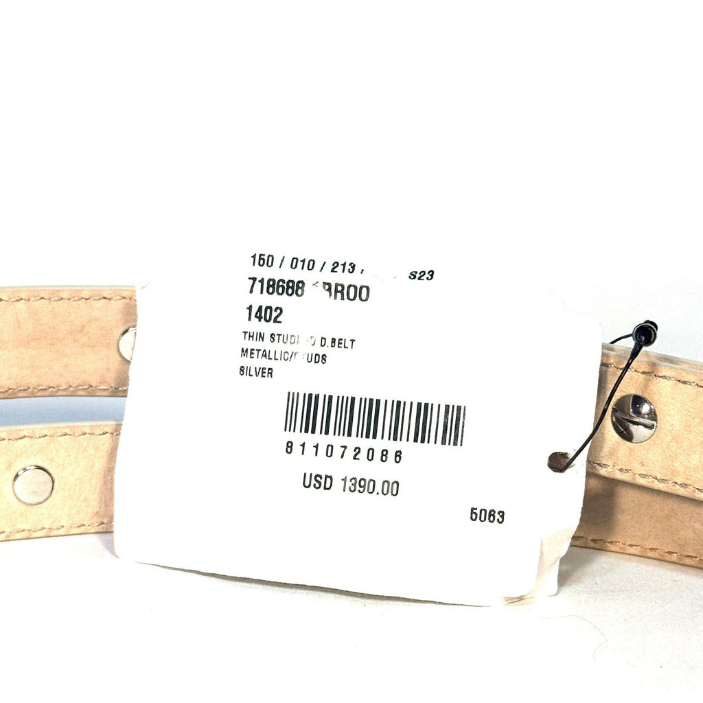 ALEXANDER MCQUEEN Womens Leather Thin Studded Double Belt Silver (MSRP $1,390)