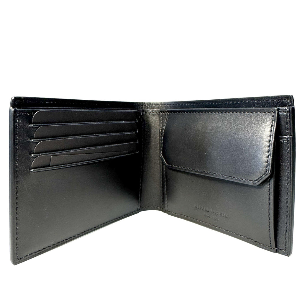 DUNHILL Mens Duke Marble Print Leather 4cc Coin Bifold Wallet Blue (MSRP $575)