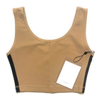 WARDROBE NYC Womens Athletic Stripe Crop Top Khaki Beige (MSRP $125)