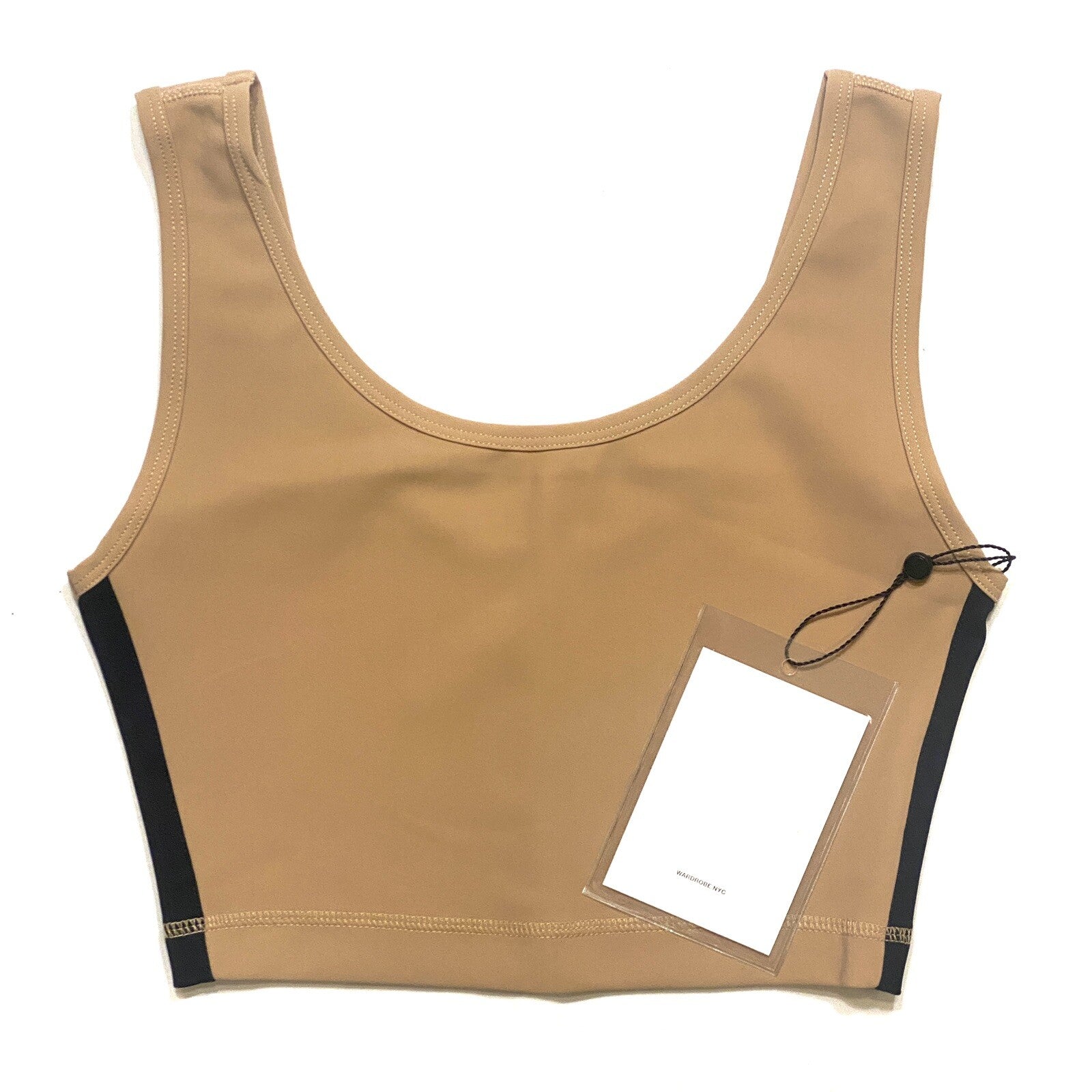 WARDROBE NYC Womens Athletic Stripe Crop Top Khaki Beige (MSRP $125)