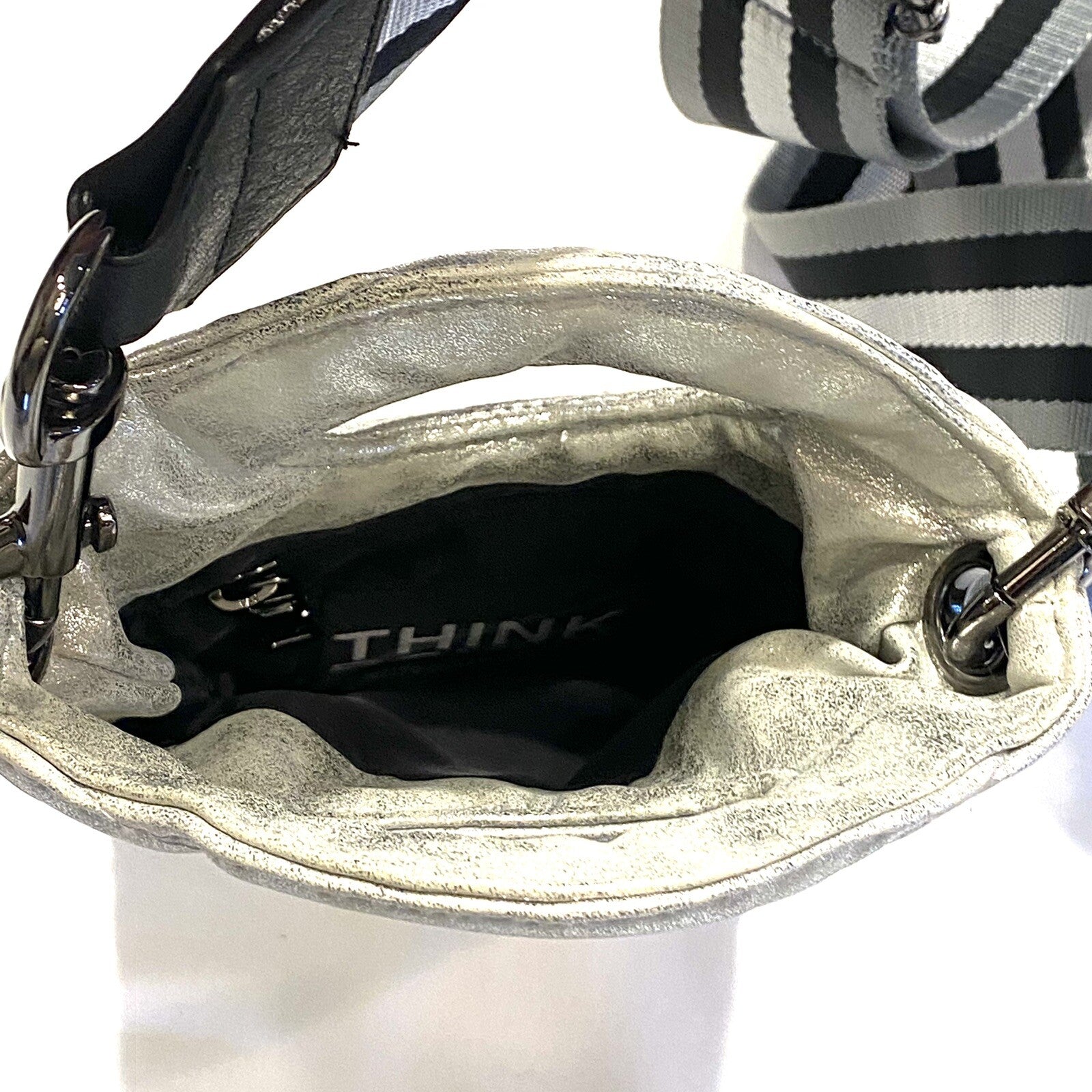 THINK ROYLN Womens Mini Florent Phone Slip Bag Metallic Silver (MSRP $98)