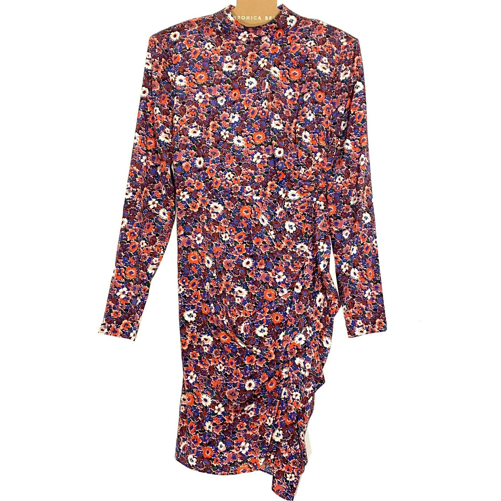 VERONICA BEARD Louella Silk Floral Long Sleeve Mini Dress Berry Red (MSRP $648)