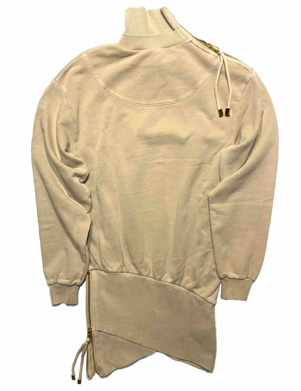 RETROFETE Charlotte Mock Zip Sweatshirt Dress Hum Beige XS (MSRP $385)