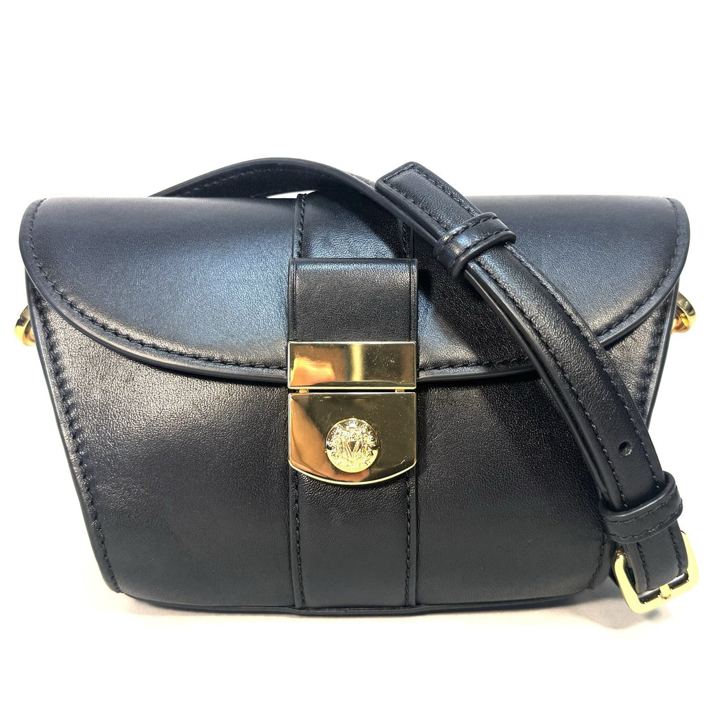 VERONICA BEARD Small Crest Lock Leather Trap Crossbody Bag Black (MSRP $398)