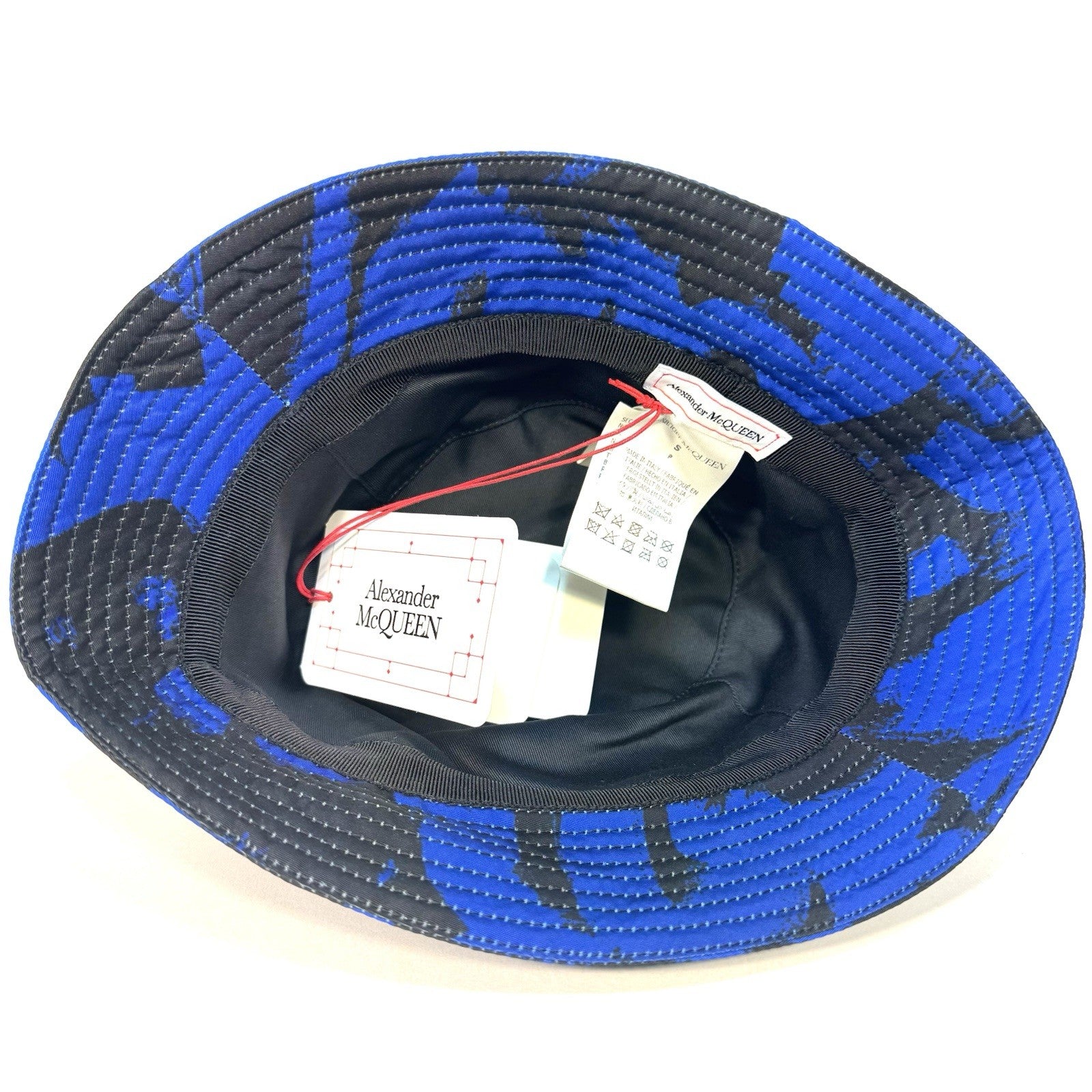 ALEXANDER MCQUEEN Painted Graffiti Bucket Hat Black Royal Blue S (MSRP $460)