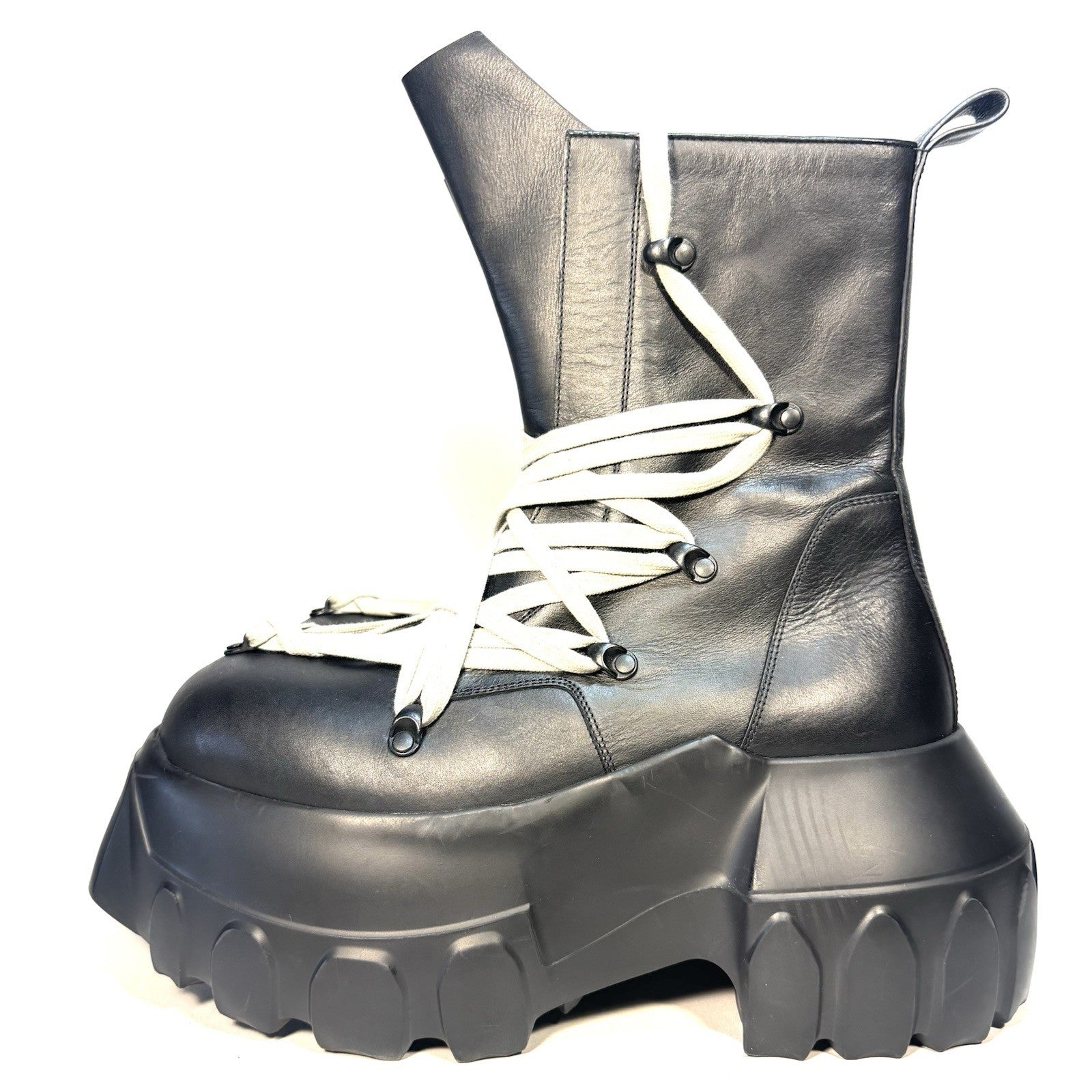 RICK OWENS Mens Megalaced Mega Tractor Stivali Boots Black 41 (MSRP $3,195)