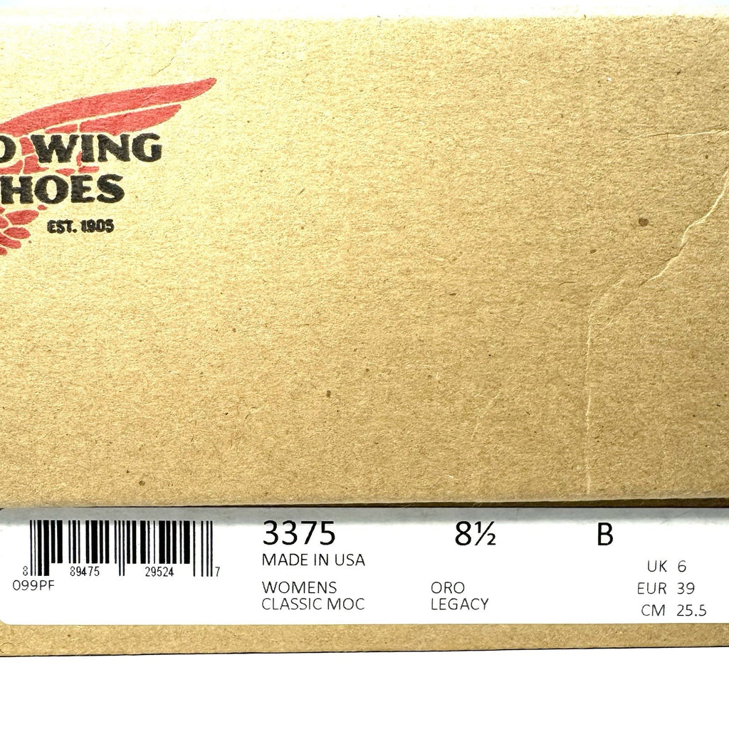 RED WING Womens Classic Moc Lace Up Boots Oro Legacy Brown 8.5 (MSRP $320)
