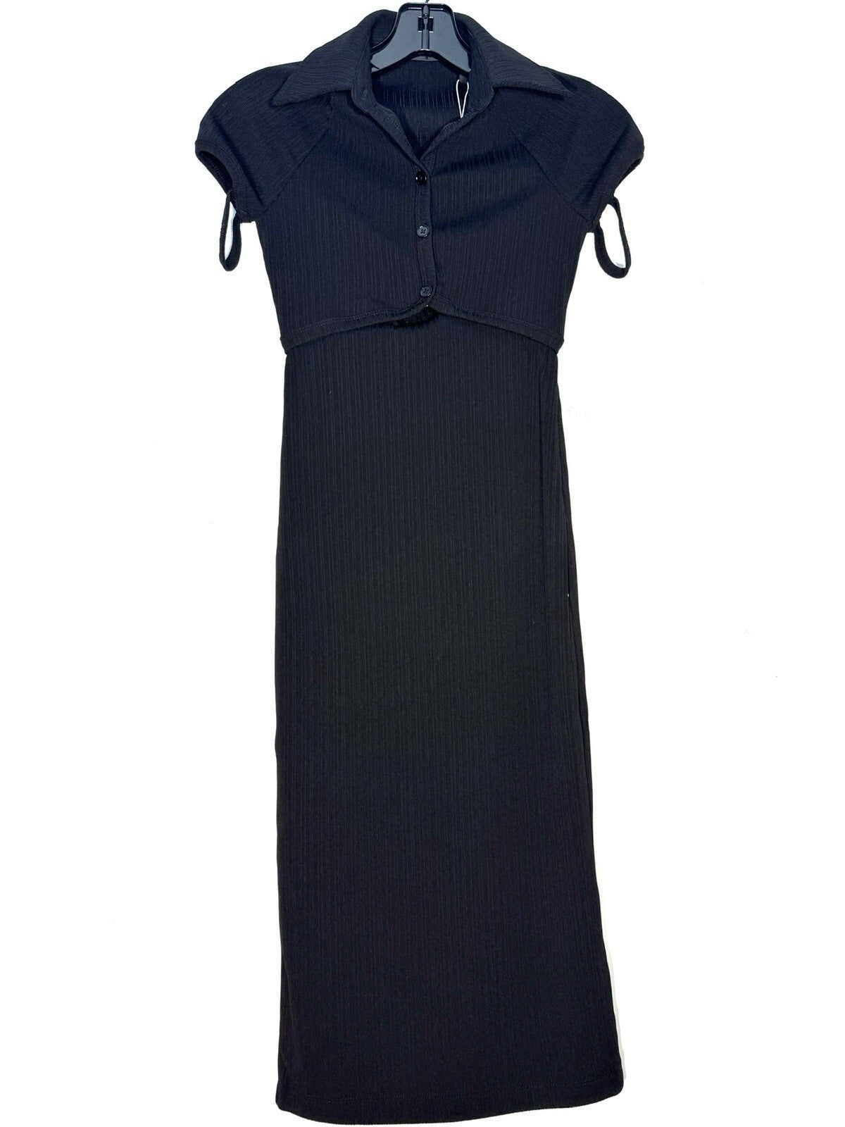 HELMUT LANG Womens Cardigan Short Sleeve Dress Black XXS (MSRP $295)