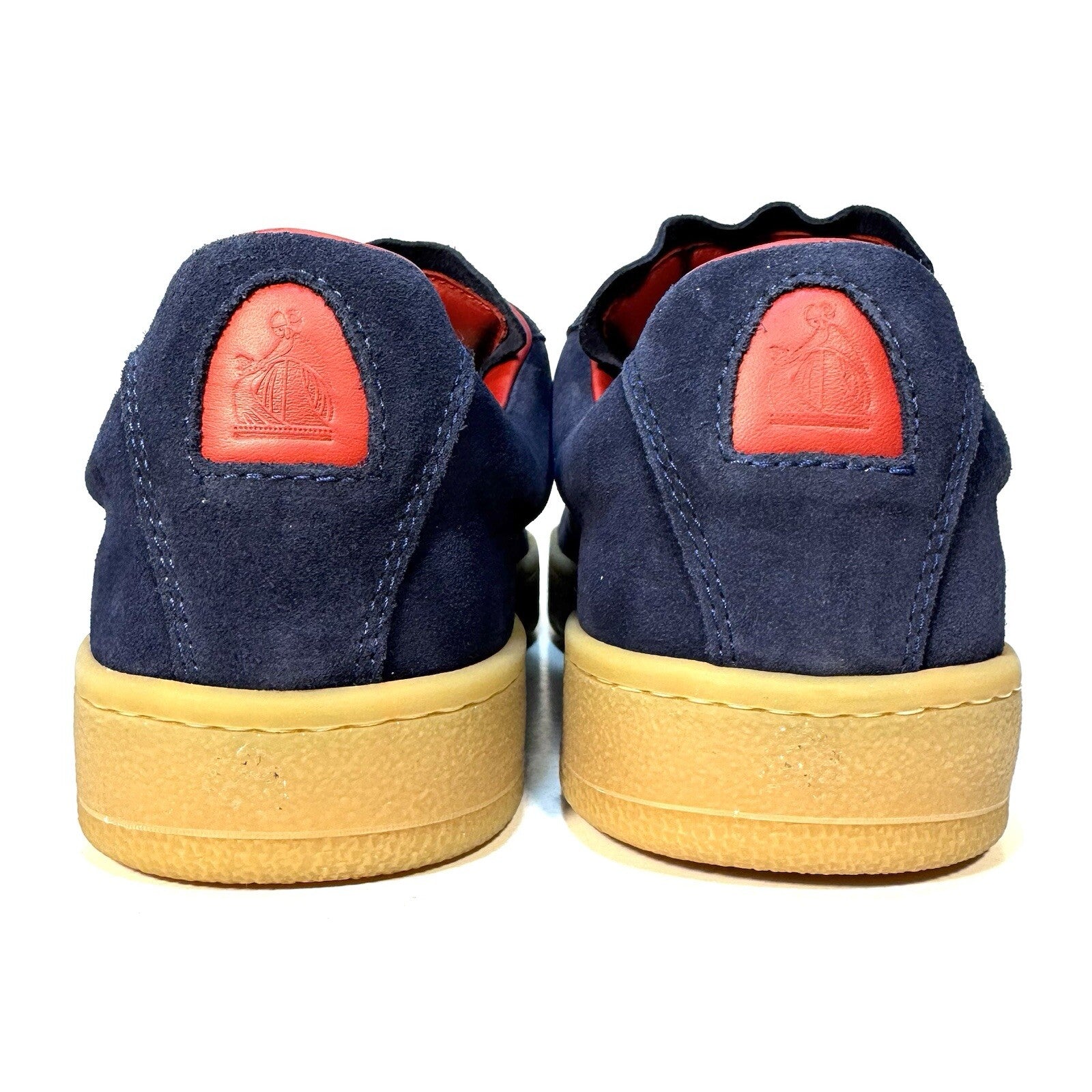 LANVIN Mens Lite Curb Suede Leather Low Top Sneakers Navy Blue (MSRP $590)