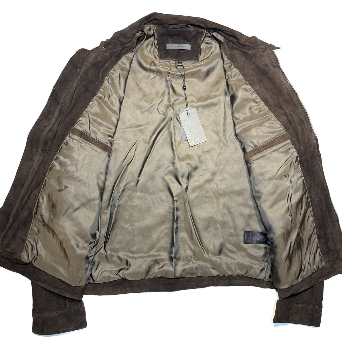 JOHN VARVATOS Mens Emerson Distressed Suede Leather Jacket Brown 48 (MSRP $798)