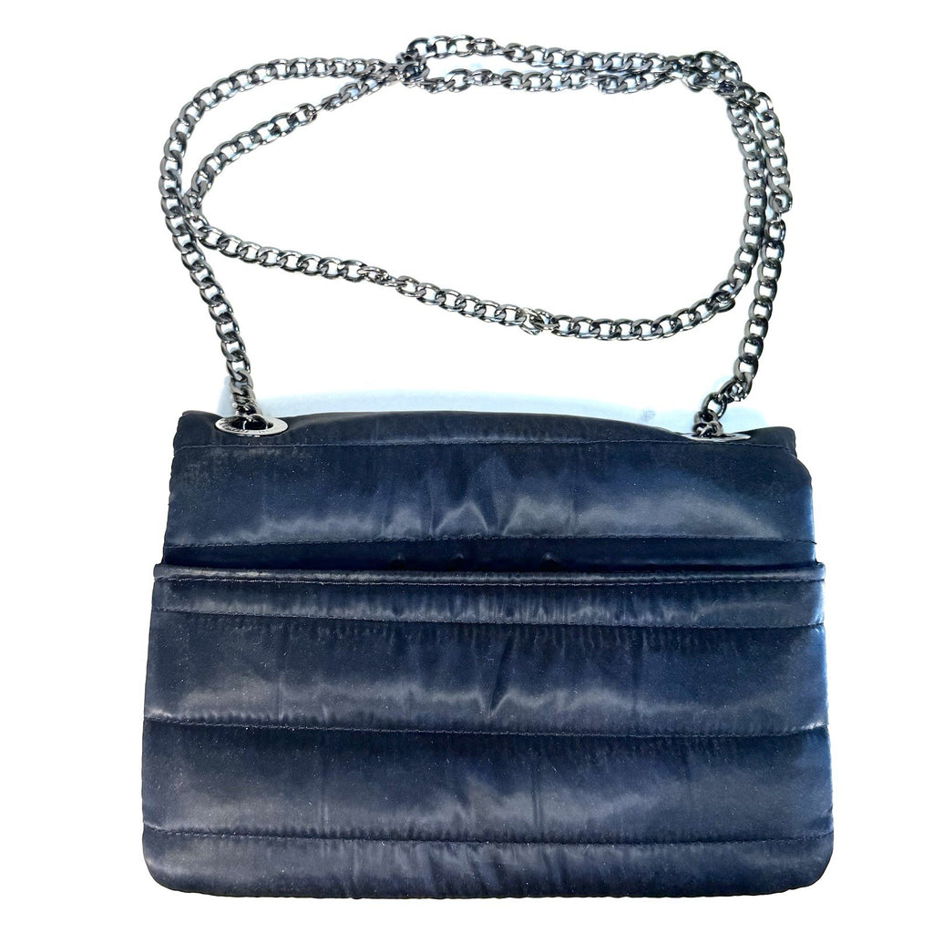 THINK ROYLN Crossbody Flap Bag On Chain Liquid Satin Indigo Blue (MSRP $98)