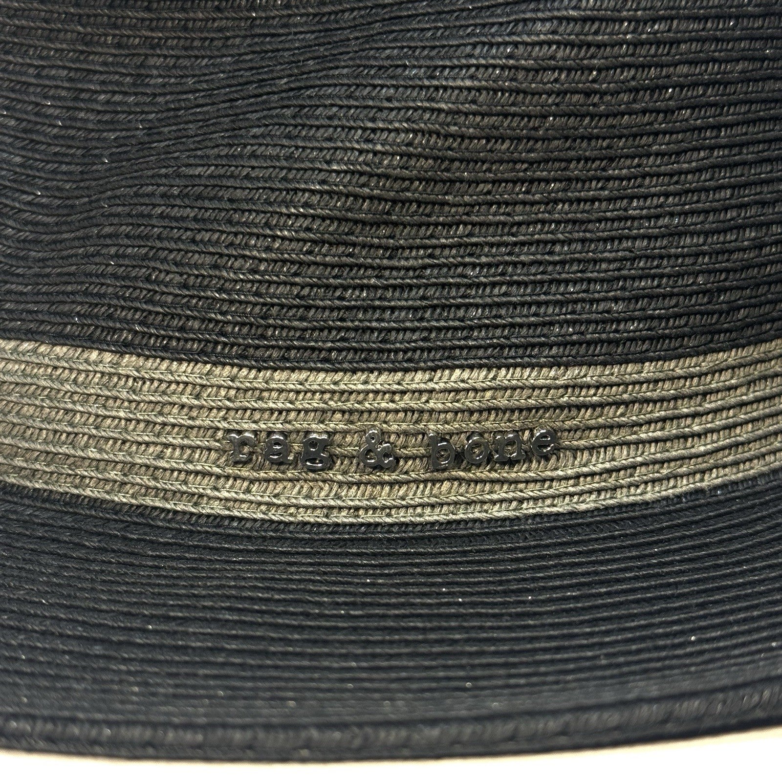RAG & BONE Womens City Straw Logo Stripe Hat Black (MSRP $250)