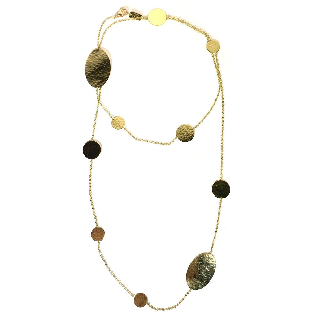 IPPOLITA 18k Gold Classico Hammered Crinkle Ovals Necklace 36in (MSRP $4,195)