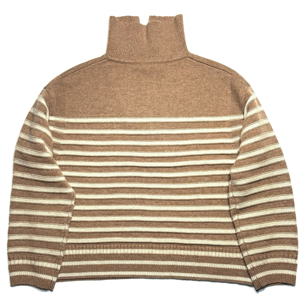 RAG & BONE Womens Raven Cashmere Wool Stripe Half Zip Sweater Camel (MSRP $548)